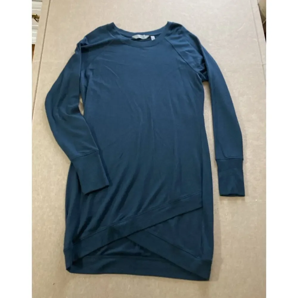 Athleta Criss Cross Sweatshirt Dress Sz M New Navy Cozy Soft Modal Athleisure - Picture 8 of 11